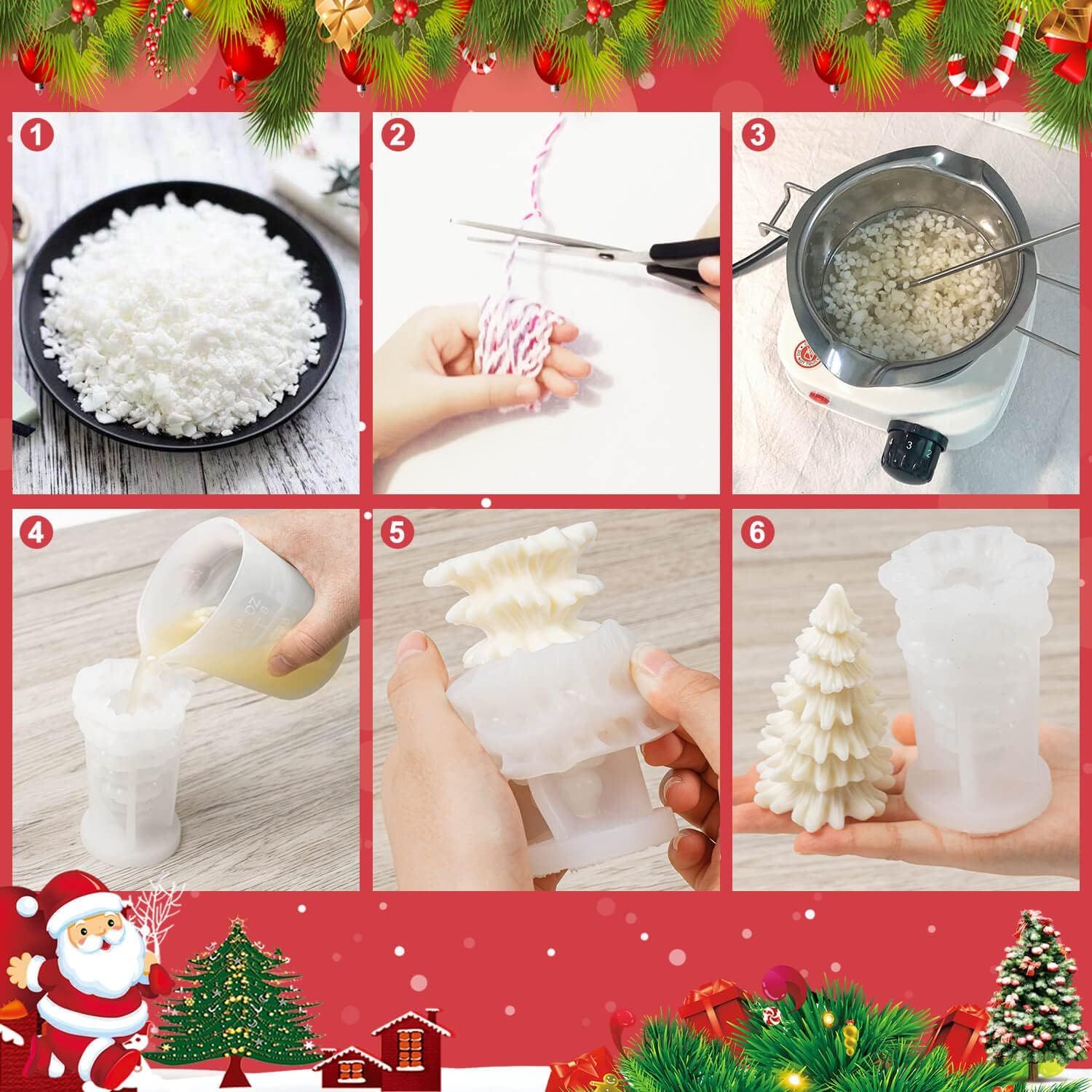 3D Christmas Tree Candle Mold, 2 Pcs Silicone Mold for Candle Making, Xmas Handmade Candle Making Mould, DIY Craft Resin Mold โ image 2
