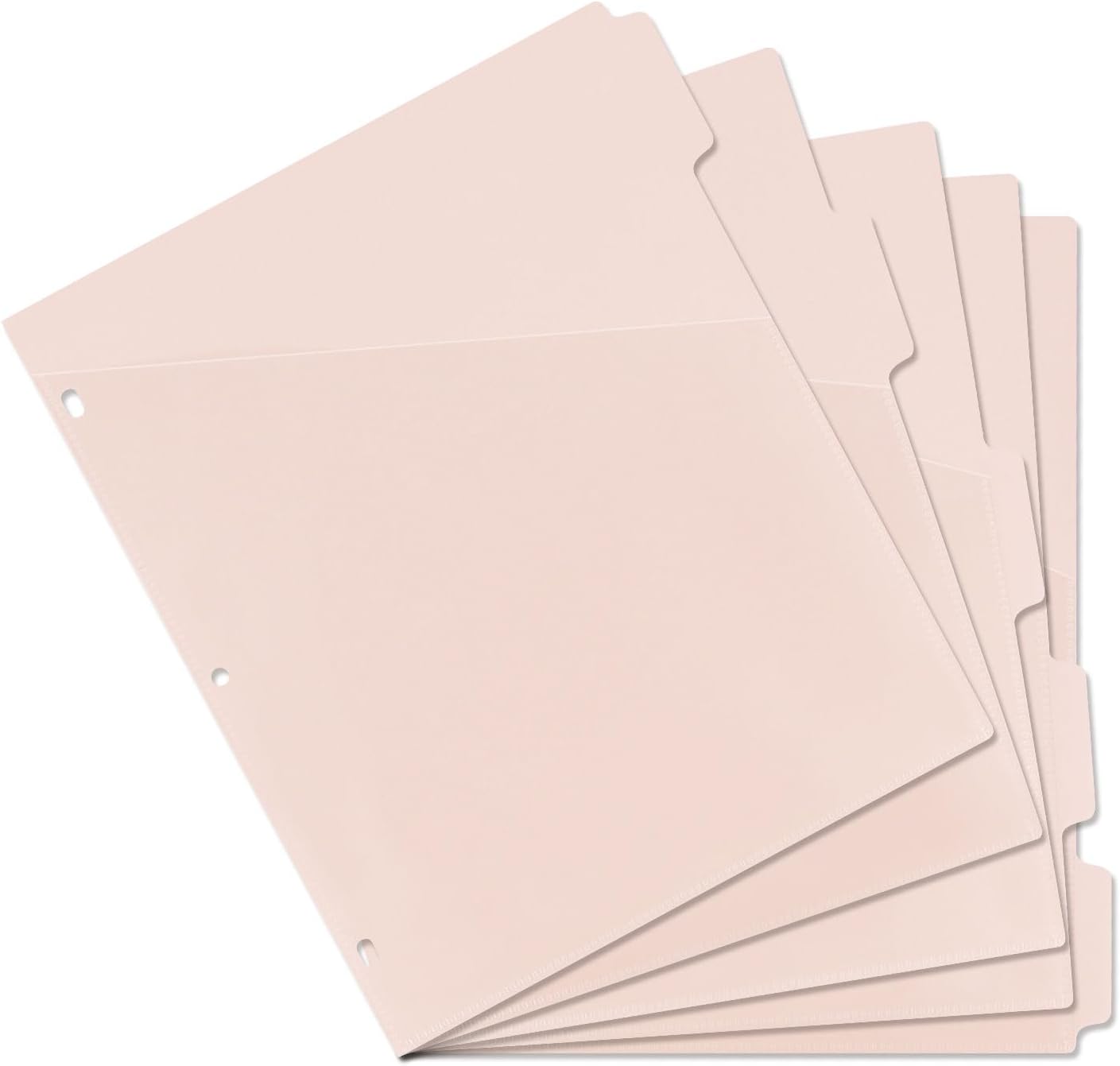A4 Binder Pockets Dividers with Pockets Plastic 6-Ring Binder Divider Bags, Sturdy 3 Holes 5-Tab Dividers Inserts for Journal, Loose Leaf Planner Office