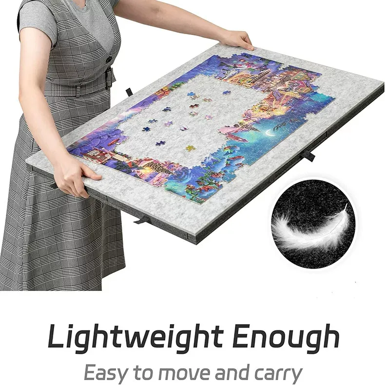 Dark Grey Foldable Anti-Slip Felt Jigsaw Puzzle Board with 6 Sorting Drawers – Lightweight 1000 Piece Puzzle Table Mat, 2-in-1 Neck-Friendly Storage Stand and — image 5