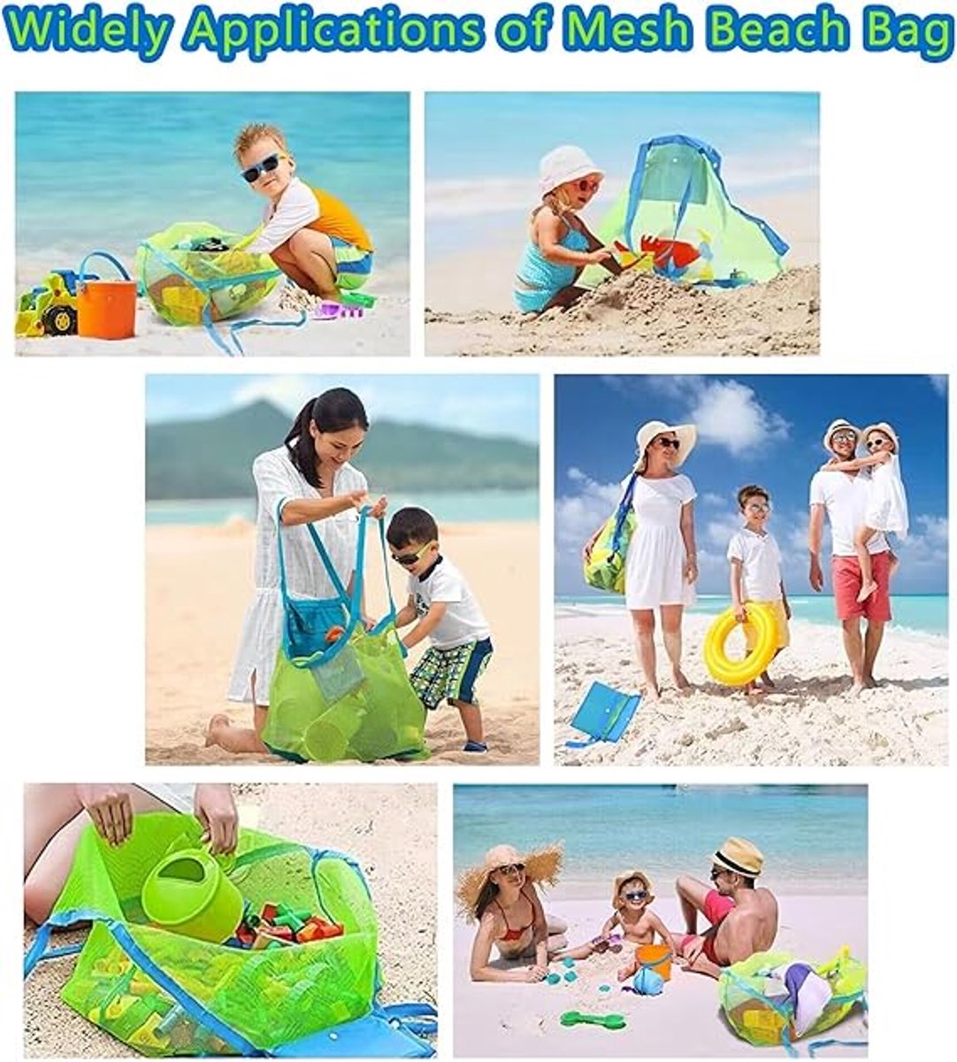 2 pieces - beach bag - 45*45*30 cm - mesh beach bag - lightweight beach bag - foldable storage bag - suitable for children's beach trips, toys โ image 3