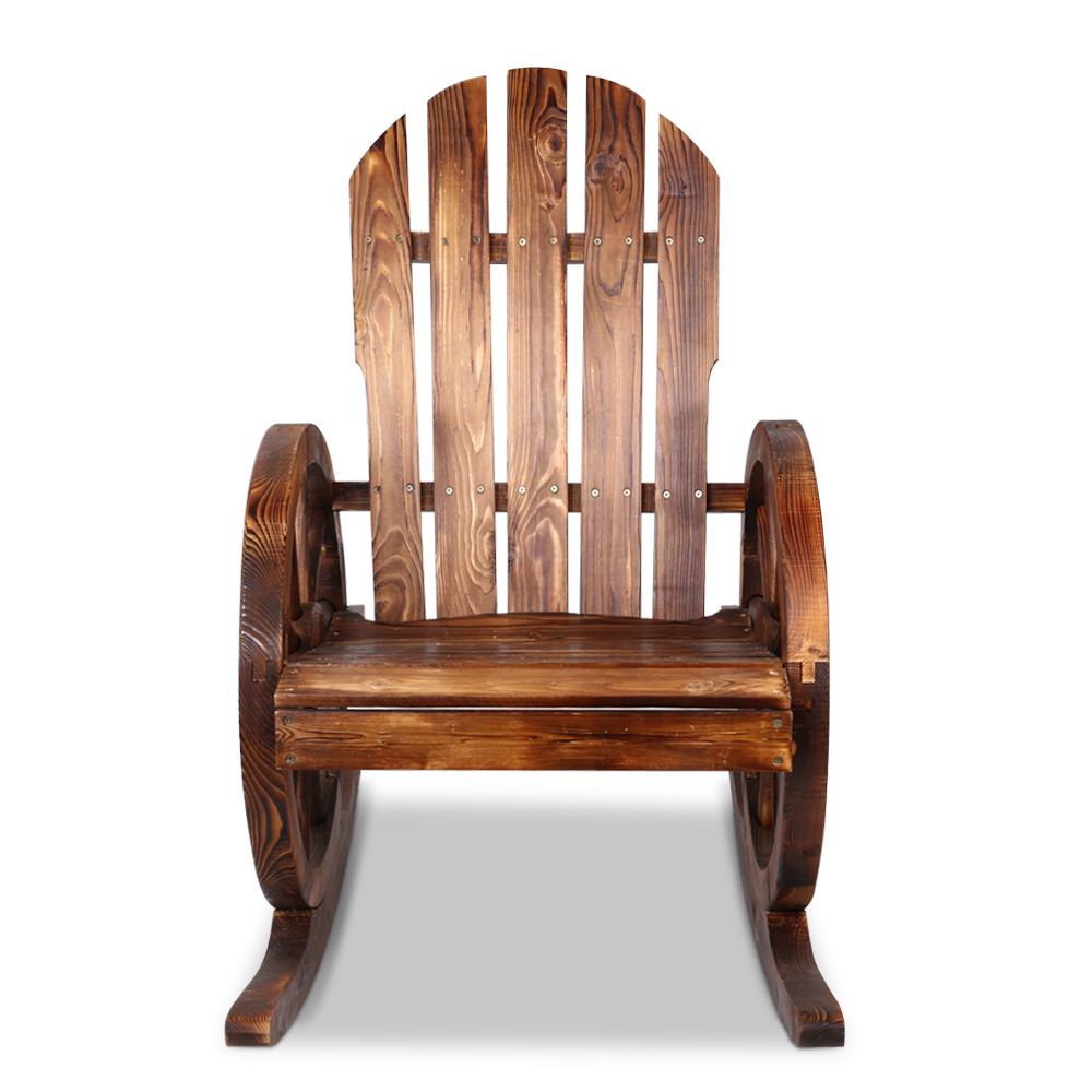 Gardeon Wagon Wheels Rocking Chair - Brown — image 3