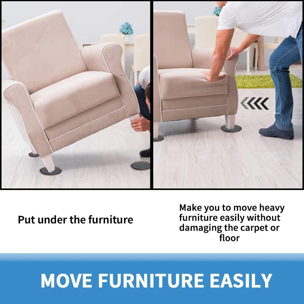 4Pcs Furniture Sliders – 3.5 Inch Heavy Duty Moving Pads, Plastic Chair Leg Floor Protectors for Hardwood Floors, Reusable Round Gliders,Brown — image 4