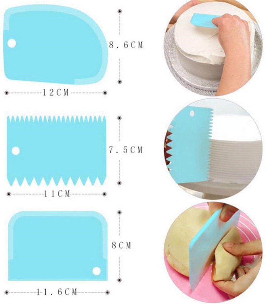 Dough Scraper | Cake Scraper | Dough Cutter | Dough Scraper | 3-Piece | White — image 3