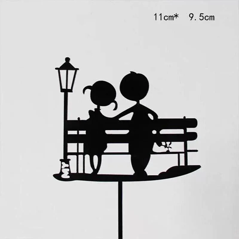 Happy Birthday Acrylic Cake Topper Cake Decoration Golden Silver Party - Black-Birthday(B) — image 4