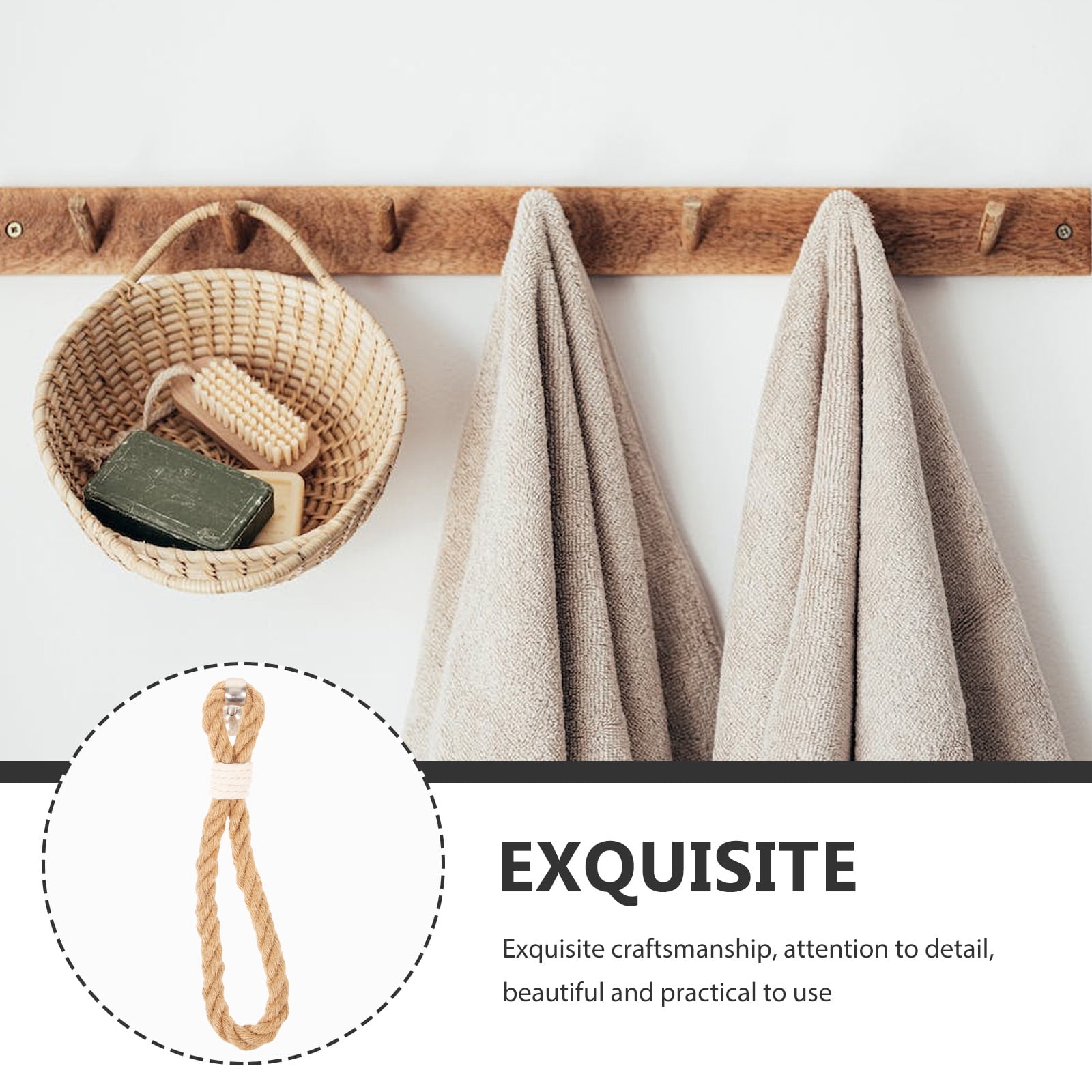 1Pack Boho Towel Holder Jute Rope Circular European Style 11.8x0.7in โ image 6