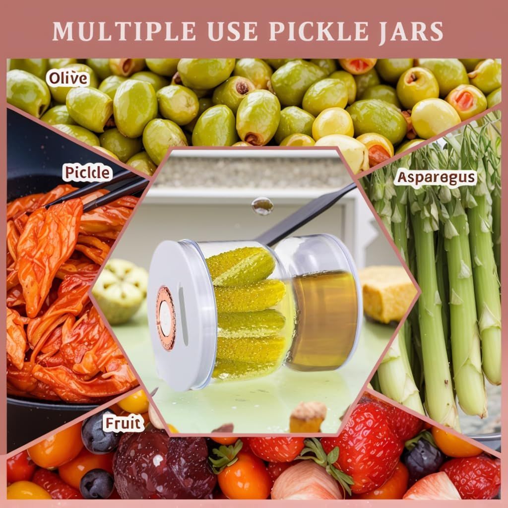 Pickle Container With Strainer,Pickle and Olive Hourglass jar,pickle juice separator,Pickle jars for airtight food storage โ image 3