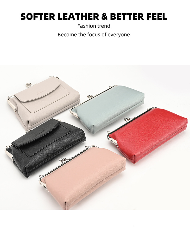 Pink Women's Vintage Kiss Lock Crossbody Bag - PU Leather Clutch Purse with Detachable Strap — image 4