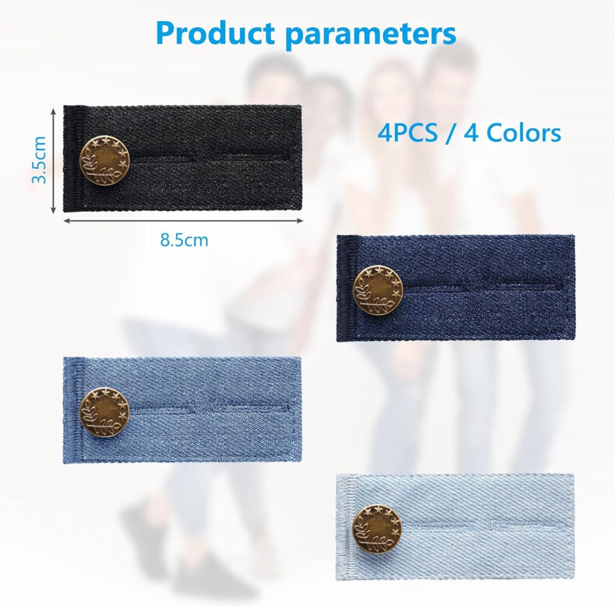 Buttonhole Extender 4 Pieces Denim - Trouser Extender - Jeans Trouser Extender - Trouser Widening Button - Trouser Buttonhole Extender - Button Extender — image 5