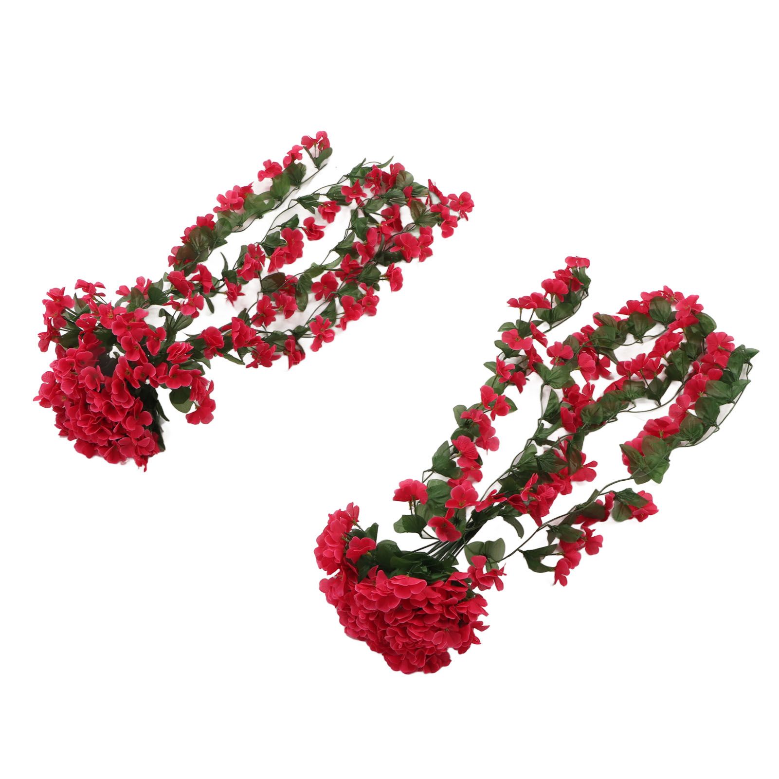 2PCS Artificial Violet Hanging Flowers Simulation Plastic Fake Plants for Decoration Garden Patio Wedding Porch Outdoor Rose Red — image 2
