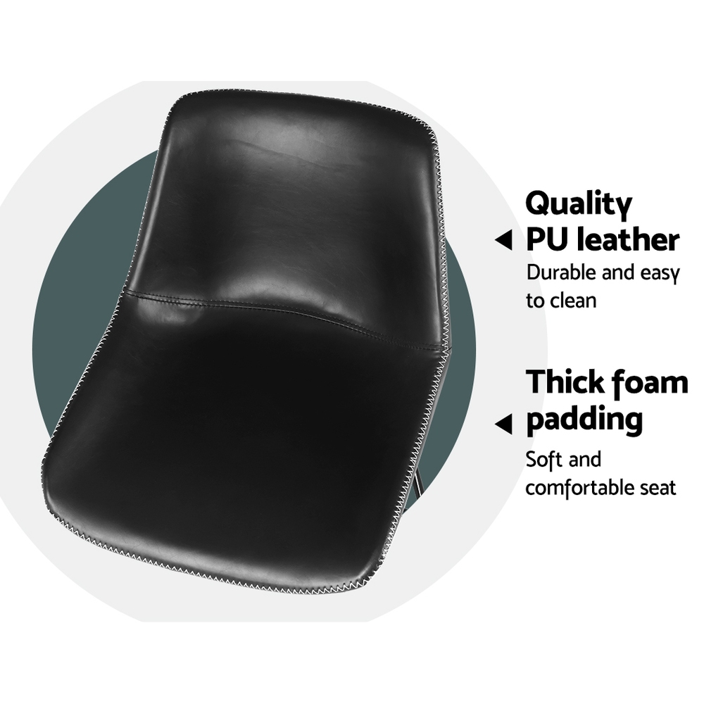 Artiss Bar Stools Kitchen Counter Barstools Leather Metal Chairs Black x2 — image 6