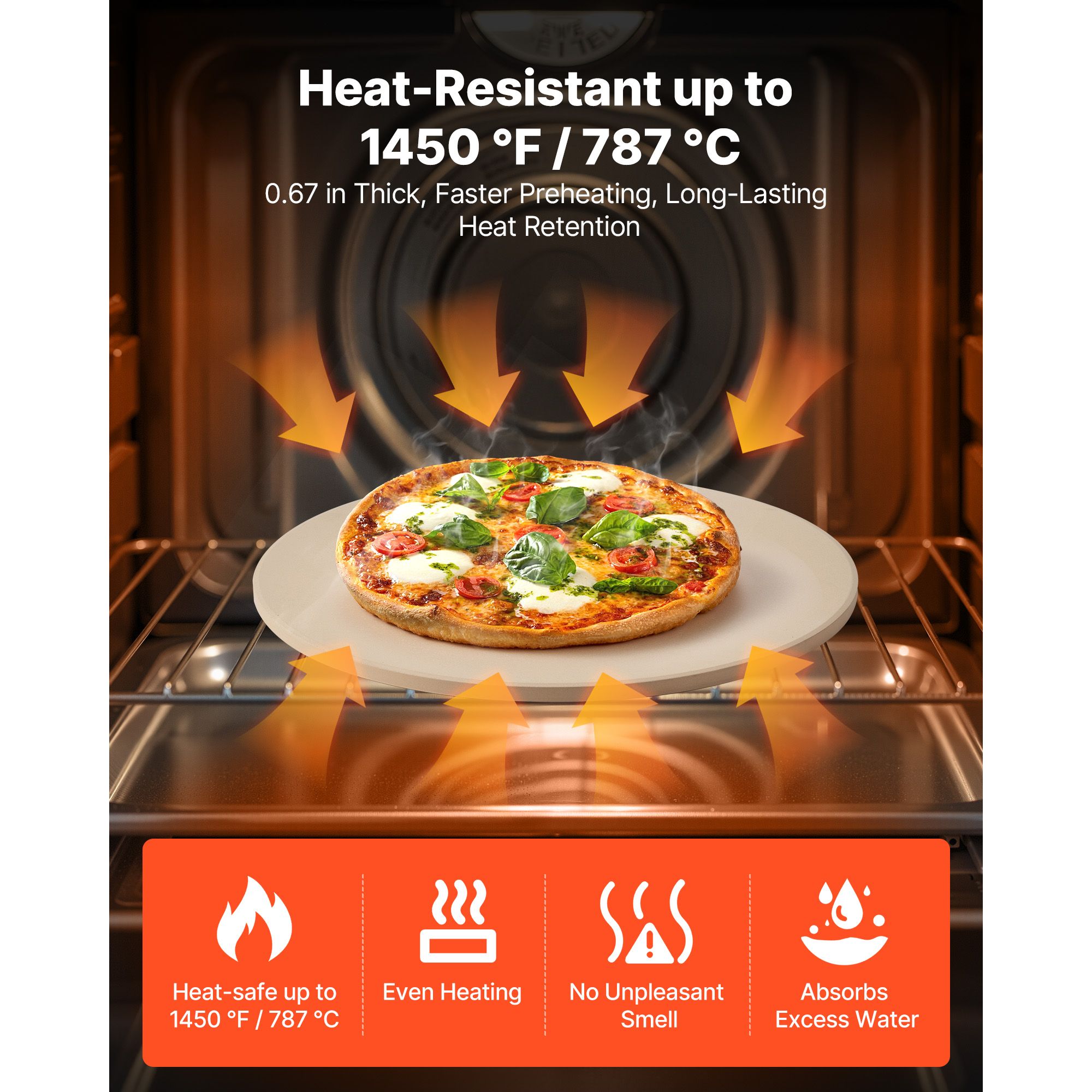 Pizza Stone, 381 mm Round Cordierite Pizza Stone, Extra Large Baking-Stone with Aluminum Peel, 17 mm Thickness Heat-Resistant Cooking Cordierite, for Kitchen — image 3