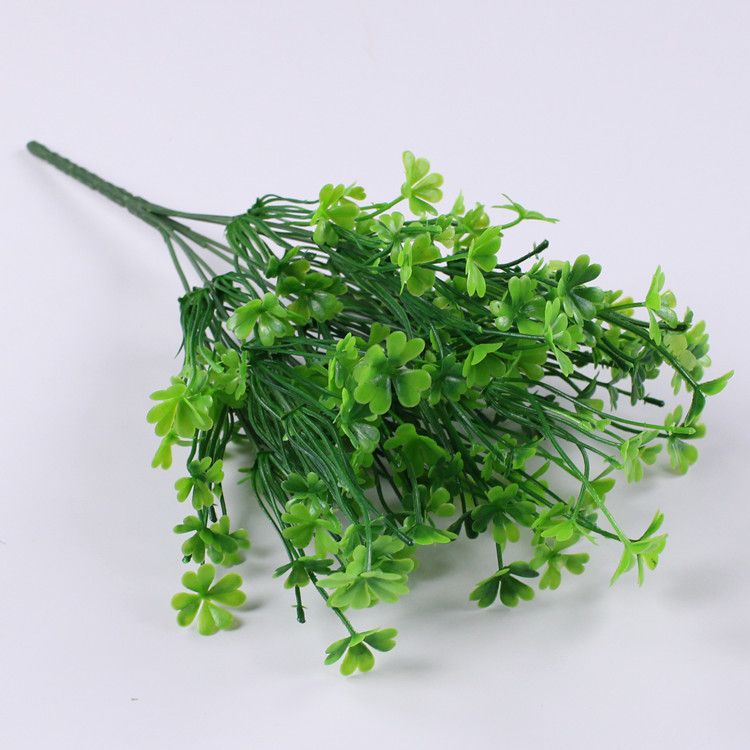 2pcs Plastic Desktop Arrangements Decorative Shamrock Party Plant Fake Holiday Lucky Simulated Plants Home Grass Greenery Decor — image 2