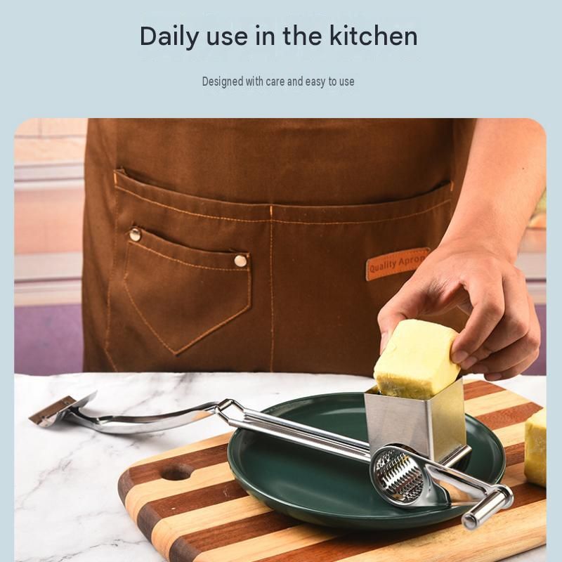 5-6 hole grater planer Stainless Steel Hand Crank Cheese Grater - Rotary Drum Shredder for Cheese, Chocolate and Butter - Ergonomic Handle Kitchen Gadget for โ image 5