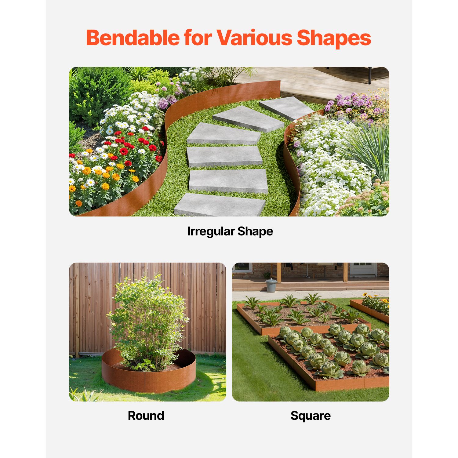 Steel Landscape Edging, 6 Packs 40 x 6 in Weather-Resistant & Pre-Rust Metal Landscape Edging, Bendable Garden Edging Border, Heavy Duty Lawn Edging, Flower — image 4