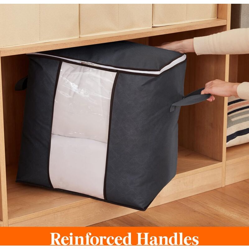 Large Capacity Clothes Storage Bag With Reinforced Handle Upgraded Fabric For Quilts, With Strong Zipper, Clear Window — image 3