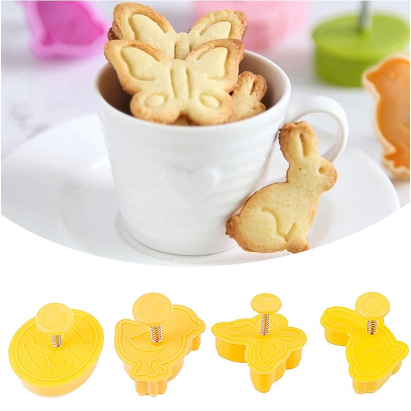 4Pcs Halloween Cookie Moulds, 3D Halloween Mould Stamp Cookie Cutter with Plunger Stamp, DIY Baking Mould Halloween Cookie — image 3