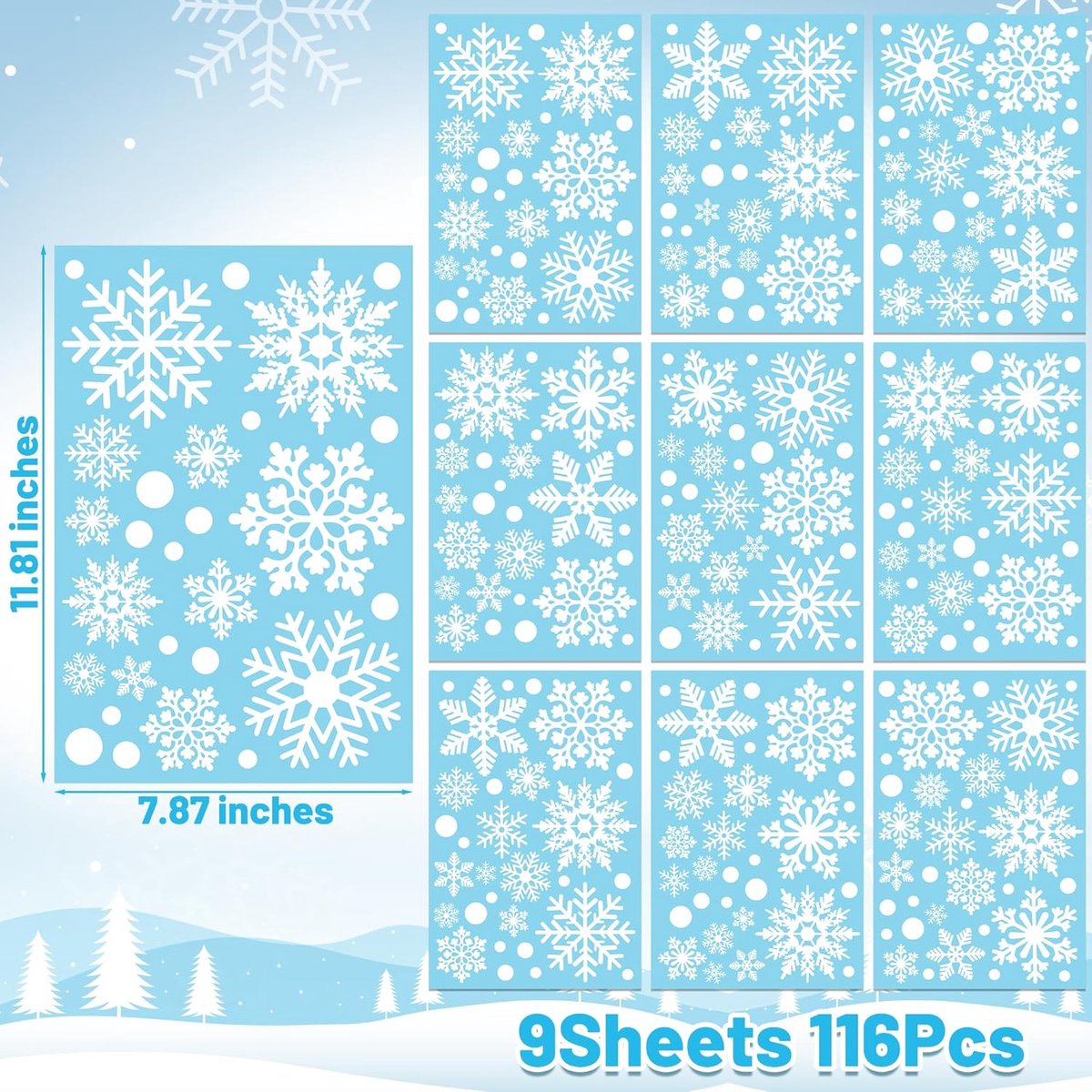 Reusable Christmas Window Stickers - Christmas Window Decoration - 116 stickers for the holidays, including 9 snowflake stickers - Suitable for winter interior — image 2