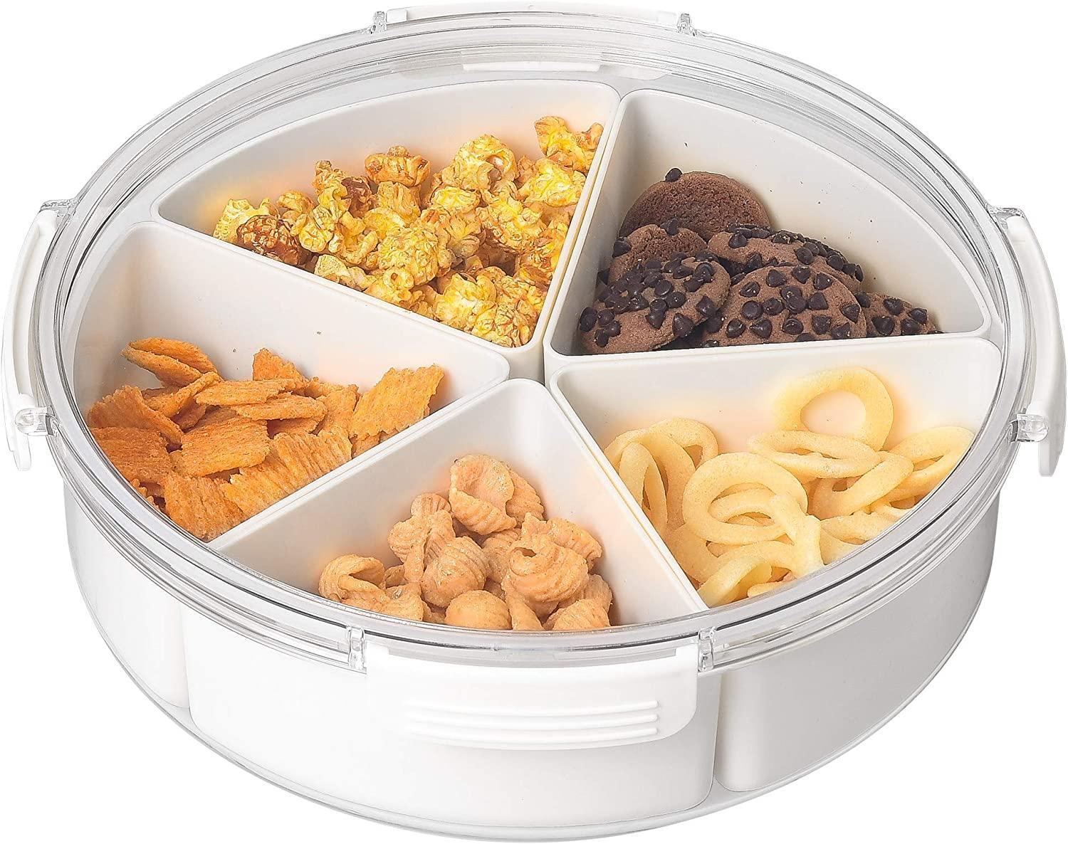 White Round Plastic Tray - Divided Serving - Food Storage