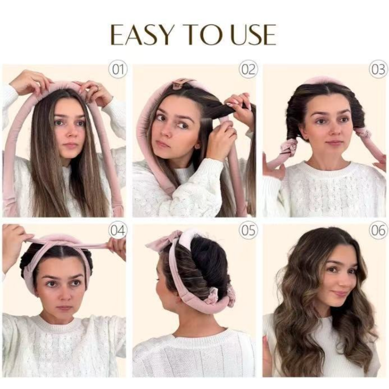 Velvet Heatless Hair Curlers Set, Overnight No-Heat Curling Ribbon with Scrunchies & Hair Clip - Purple — image 3