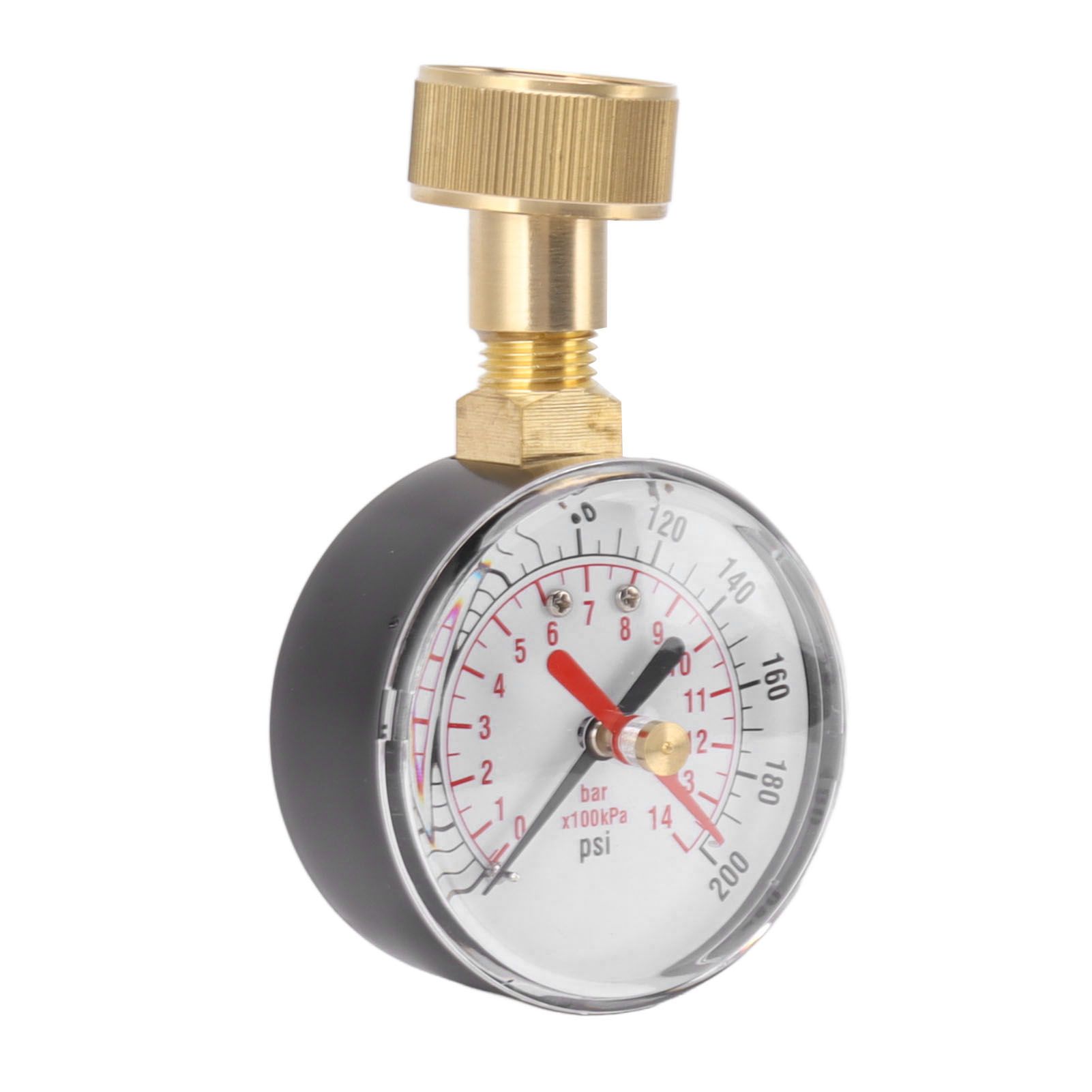 Water Pressure Gauge Aluminum Alloy Iron 0 to 200Psi Universal Water Pressure Test Gauge with 3/4 Female Hose Thread for Replacement — image 3