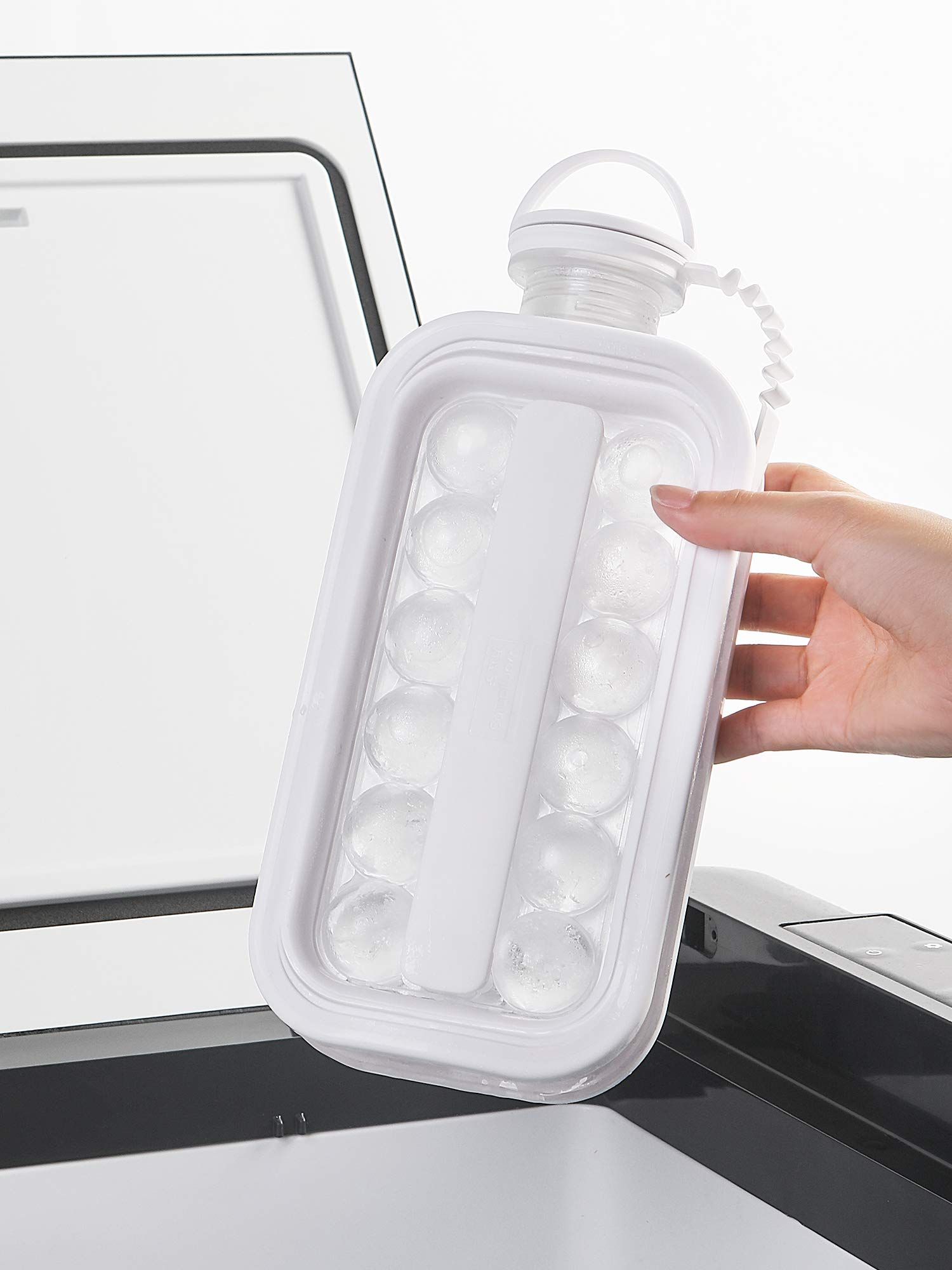 Ice Trays 2 in 1 Portable Ice Ball Maker Kettle With Molds For Hockey,Cocktail,Coffee,Whiskey,Champagne,Beer,Juice,(White) โ image 4