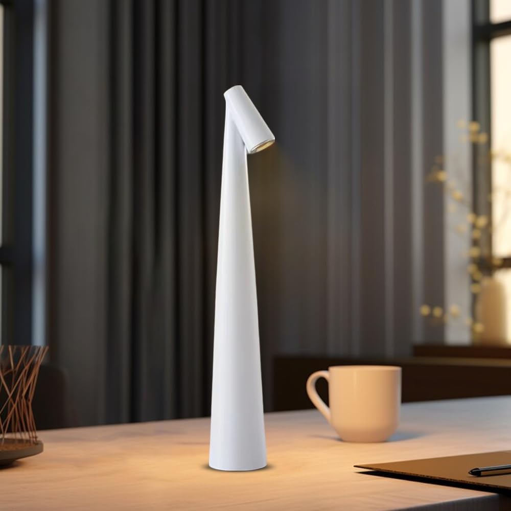 Portable LED Table Lamp with Touch Sensor, Metal Desk Lamp with 3 Brightness Levels, Rechargeable Night Light with 3 Colors Touch Control for Bedside and