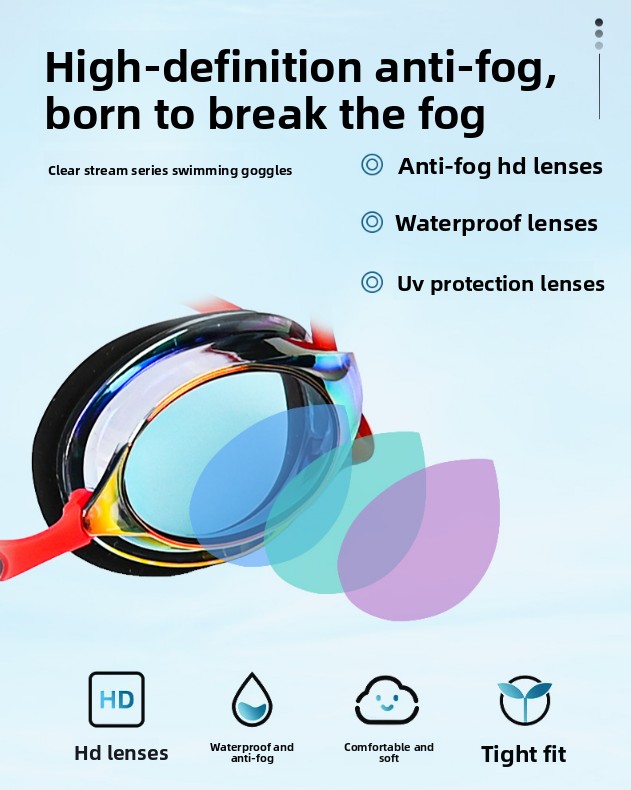 White Swimming Goggles Mirrored Anti-Fog UV Protection Waterproof HD Silicone Seal Swim Glasses for Men Women Training Racing — image 3