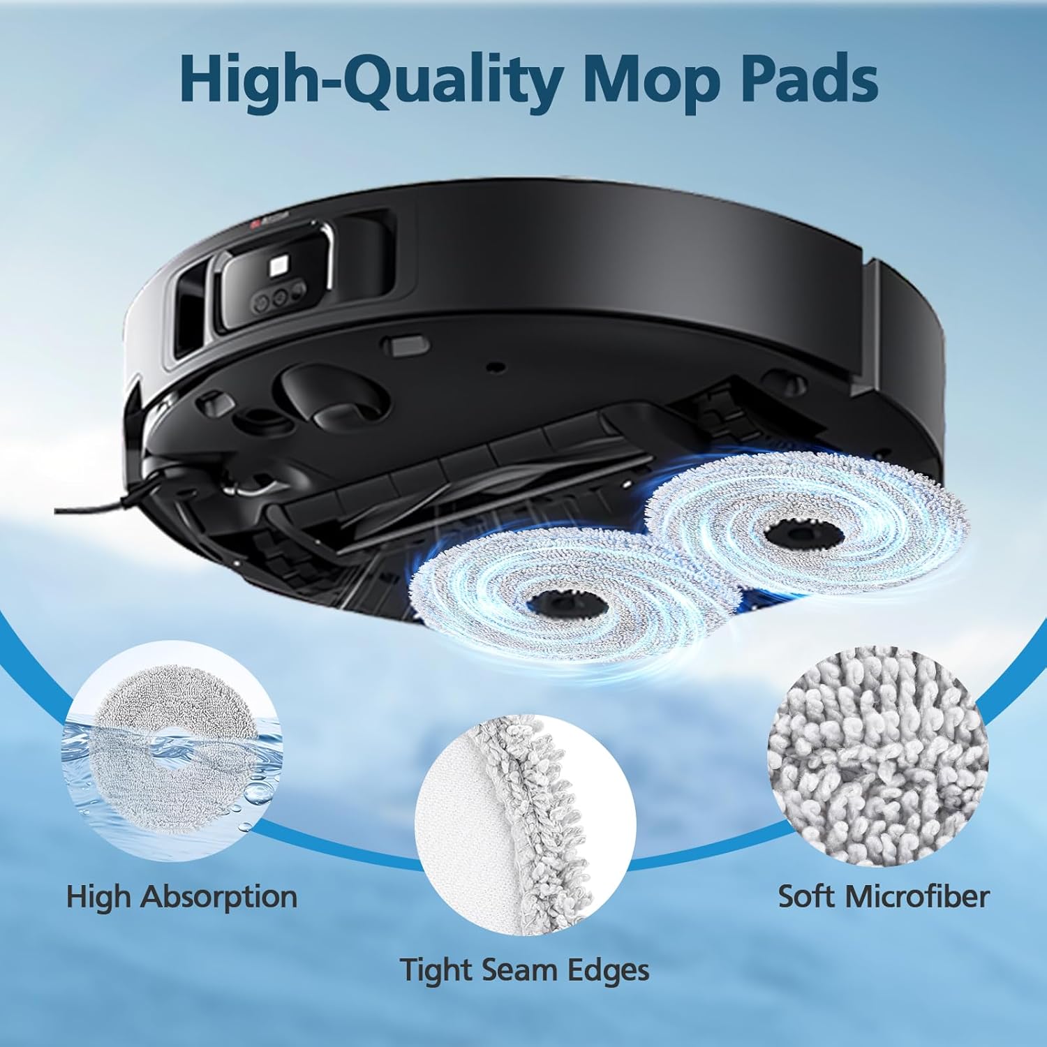6-Pack Mop Pads for Dreame L40 Ultra/X40 Ultra/X50 Ultra/L50 Ultra/L10S Ultra/ L10s Pro Ultra Heat/L10S Ultra Gen2/L40S Ultra/X30 Ultra/L10 Ultra Robot Vacuum — image 3