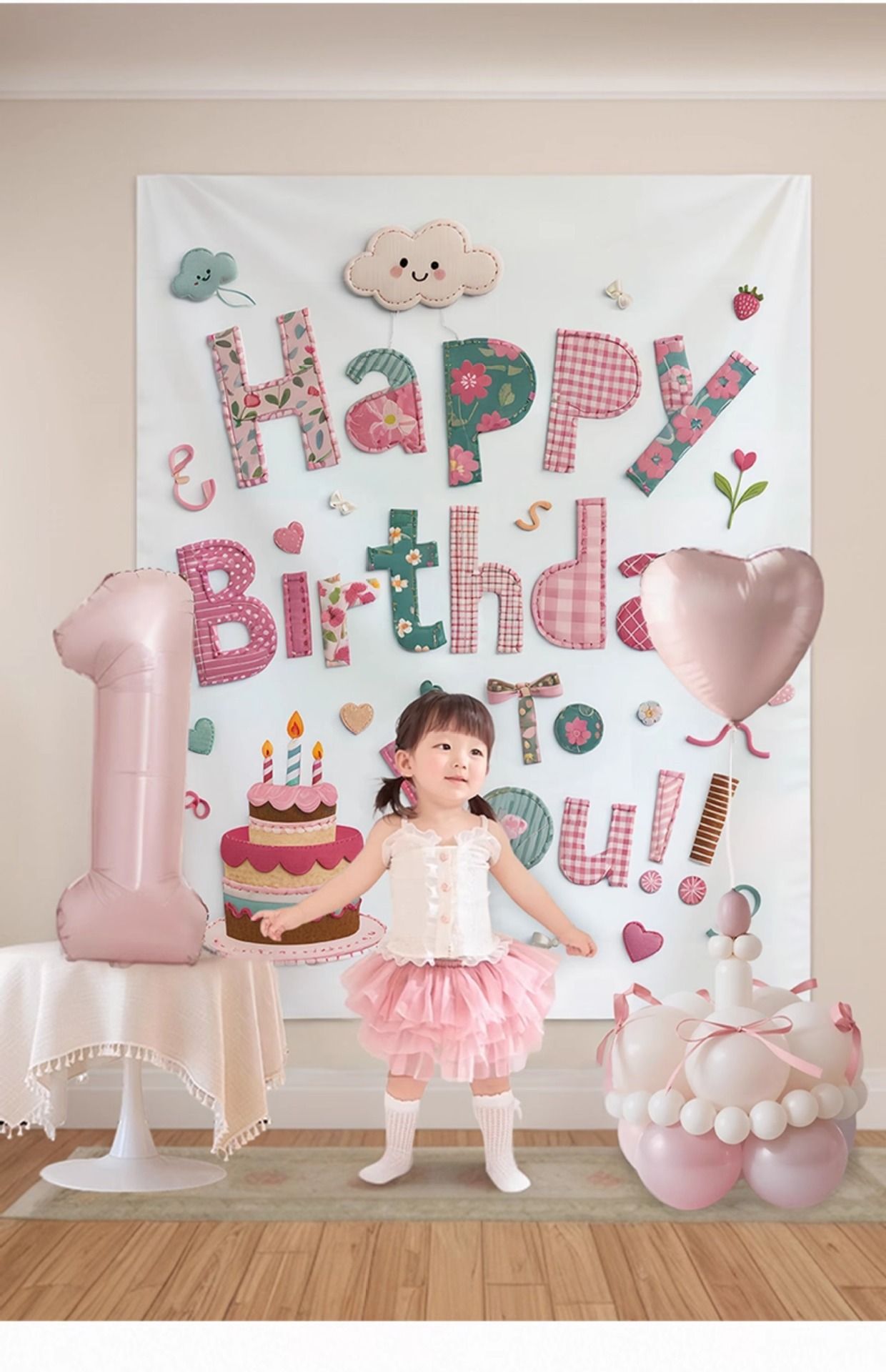 Blue Happy Birthday Backdrop Banner - Reusable Fabric Party Decoration with Colourful Lettering, Photo Background for Birthday, Celebration — image 6