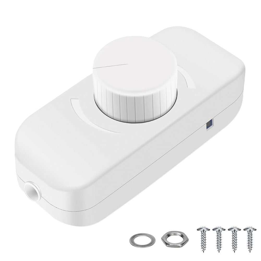 Inline Dimmer Switch For 12V 24V Led Lights Frequency Adjustable Push On/Off Rotary Control For Smooth Brightness Adjustment White