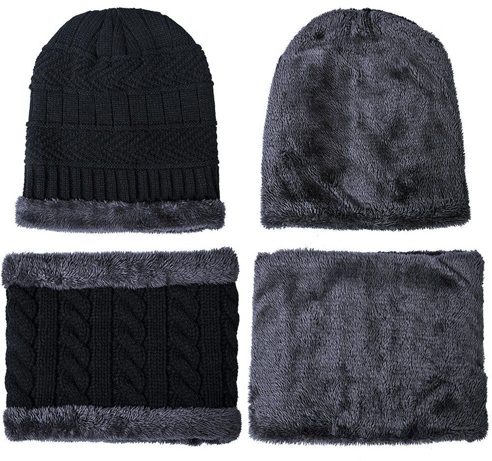 Warm Winter Beanie Hat & Scarf Set Stylish Knit Skull Cap for Men Women - Blue - Size M — image 4