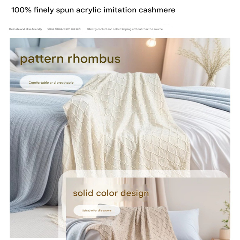 Mint green Nordic Minimalist Knit Throw Blanket – 127×180cm Lightweight, Soft & Breathable Fleece-like Fabric with Tassel Edges for Sofa, Bed, Yoga & Air — image 2