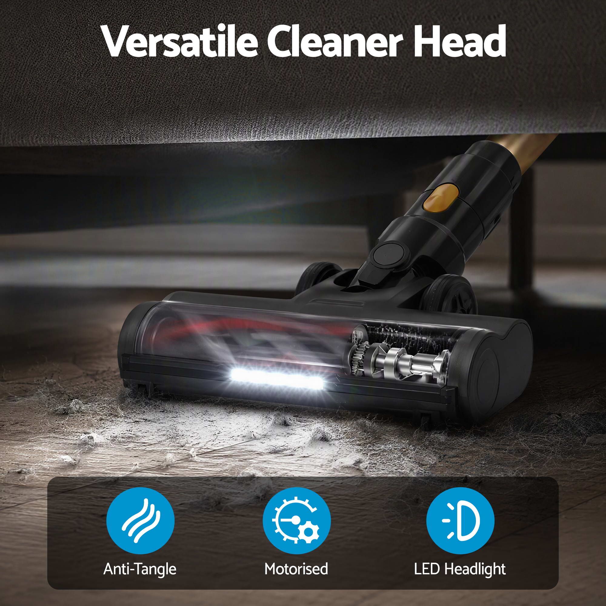 DEVANTI 30000Pa Cordless Stick Vacuum Cleaner 4-in-1 Handheld Vac, Gold — image 5
