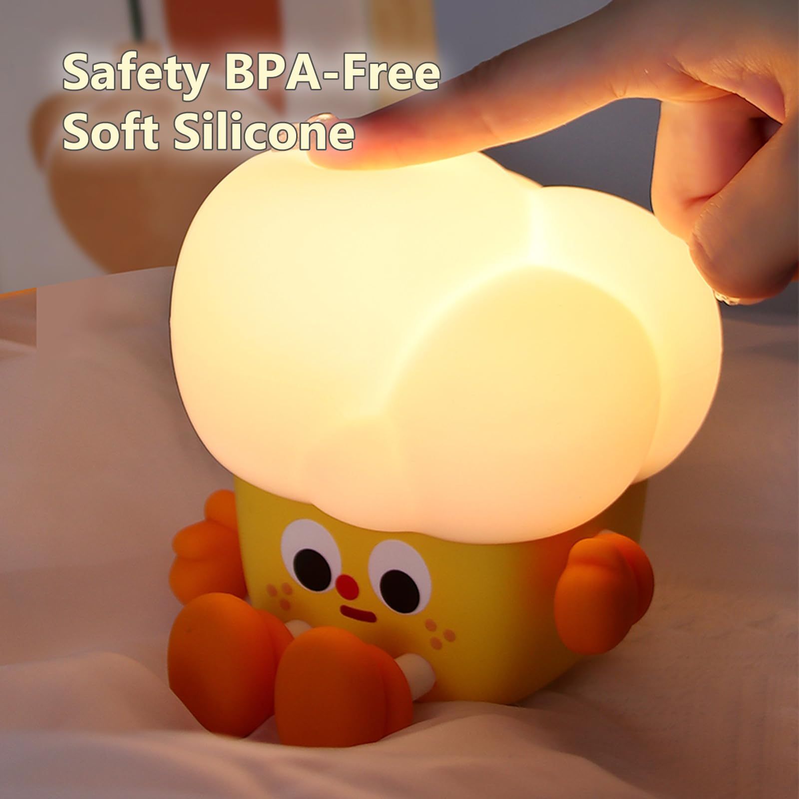 Silicone Nursery Night Light Baby Room Decor Desk Lamp Toys, Bedroom Decorations Gifts for Toddlers, Girls and Boys, Baby, (Popcorn) โ image 4