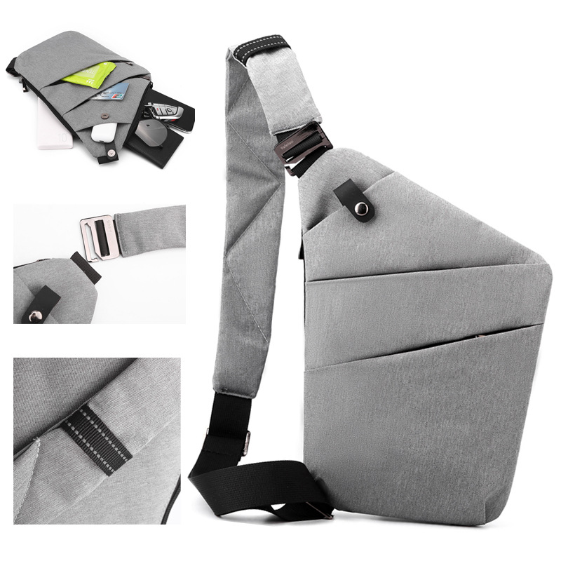 Grey Anti-theft Crossbody Sling Bag for Men & Women - Slim, Lightweight Chest Shoulder Pack for Travel & Daily Commute โ image 3