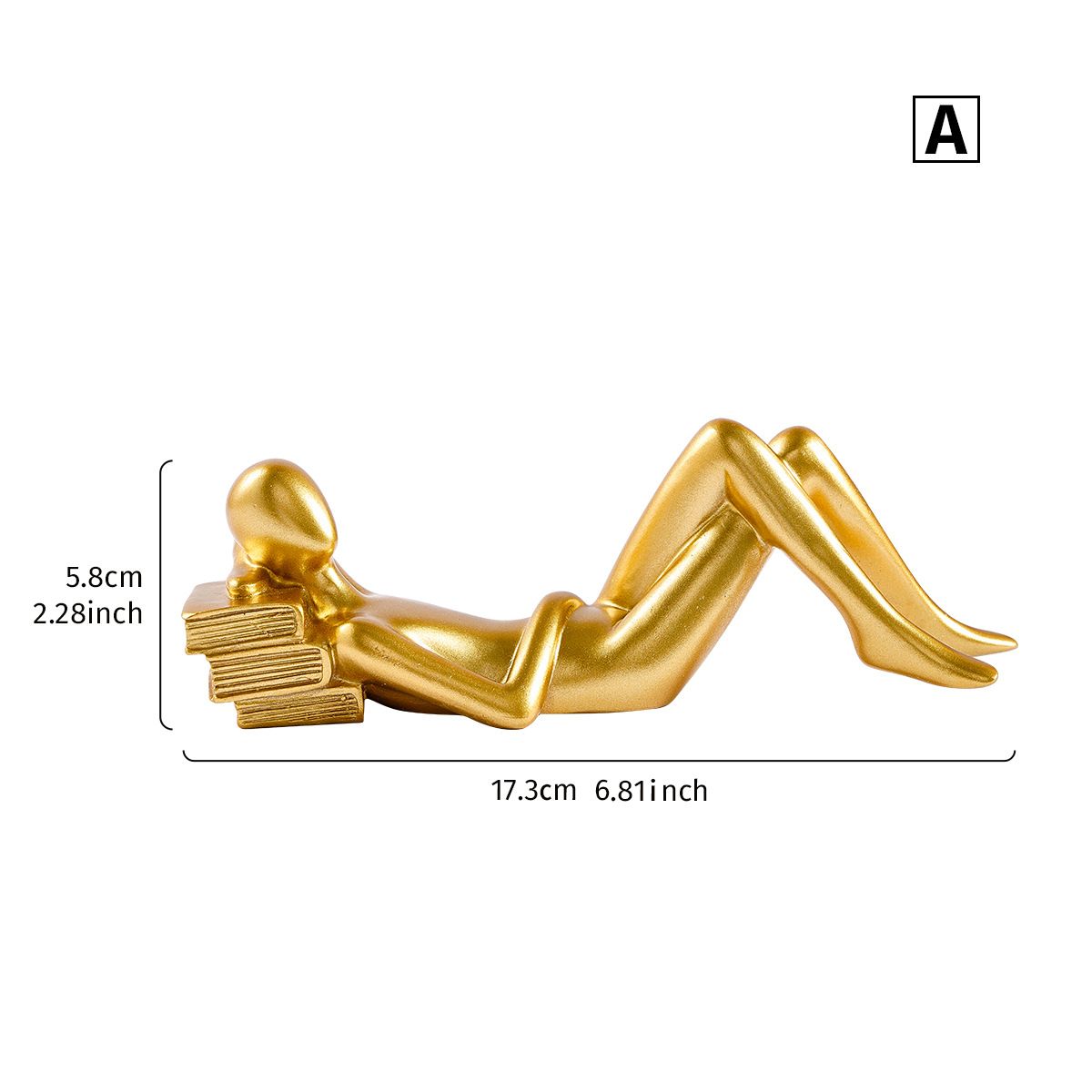Gold Home Decor Thinker Reading Women Statue for Living Room, Modern Shelf Decor Accent Decorations, Resin Collectible Figurines Display for Office Bedroom โ image 4