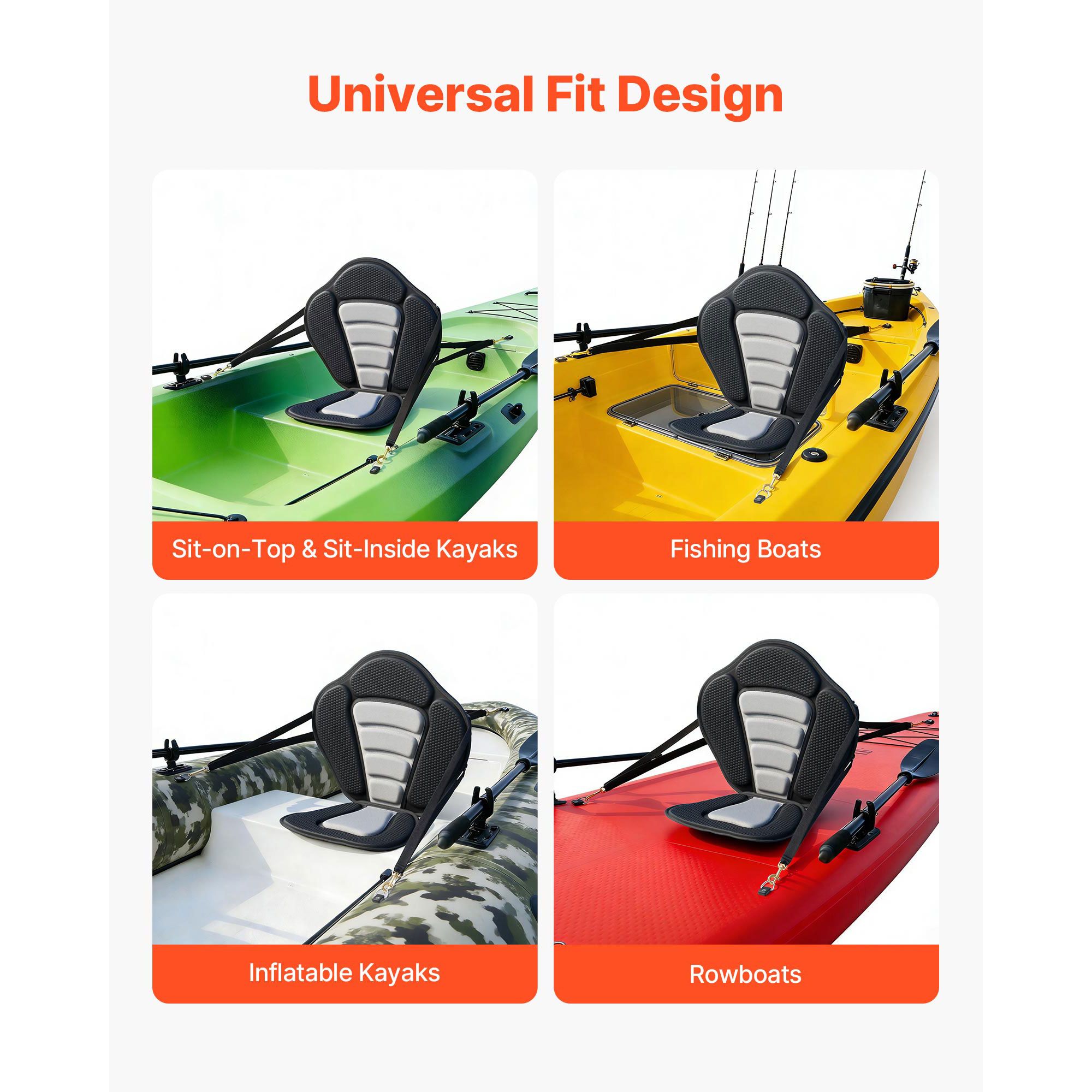 Kayak Seat, 1 Pack 12 mm Thick, Universal Paddle Board Seat with Back Support, Sit-on-Top Soft Padded Cushion with Storage Bag & Adjustable Straps for SUP — image 5