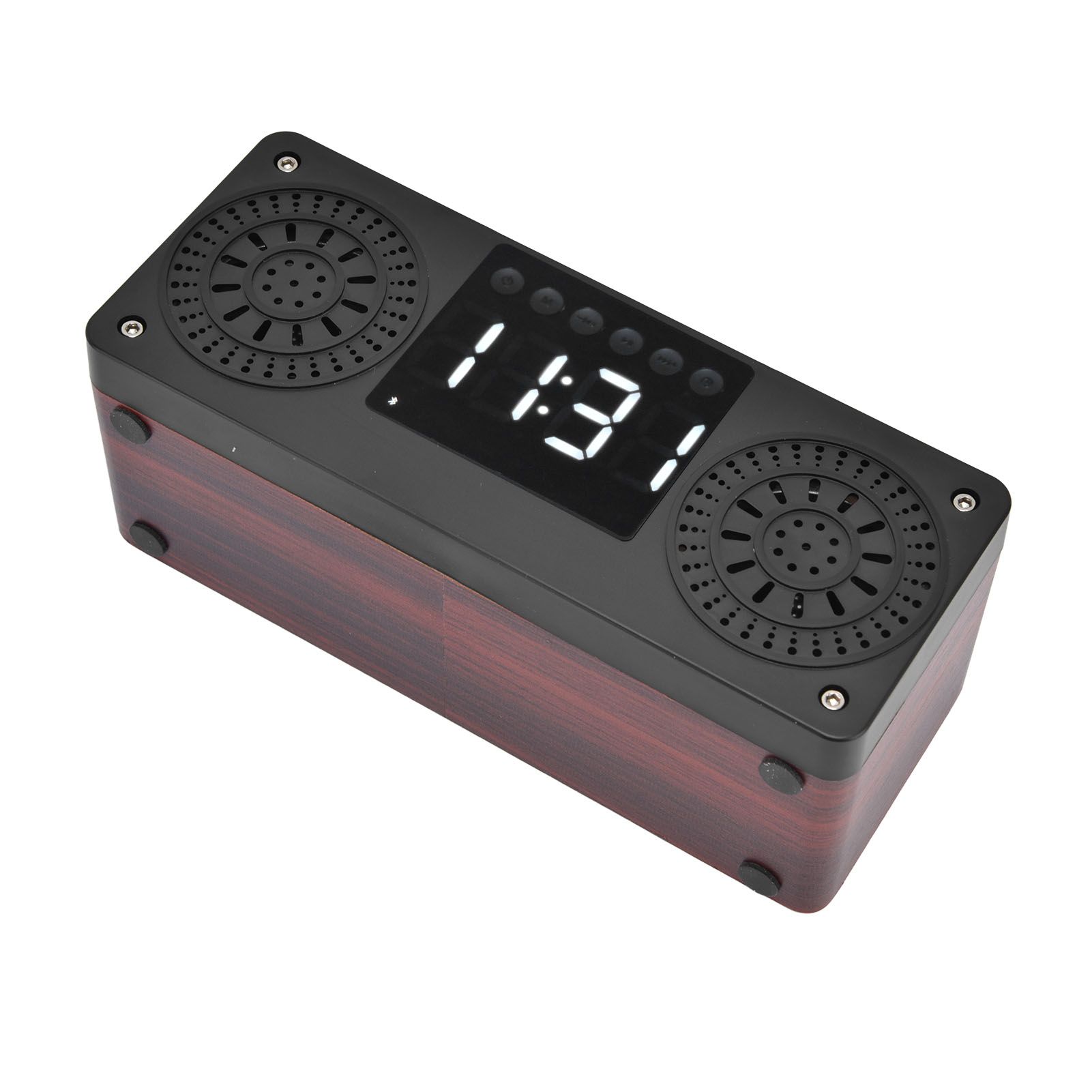 Speaker Red Double Speaker Digital Display Clock 360° Three Dimensional Surround Wooden Speaker Subwoofer — image 4