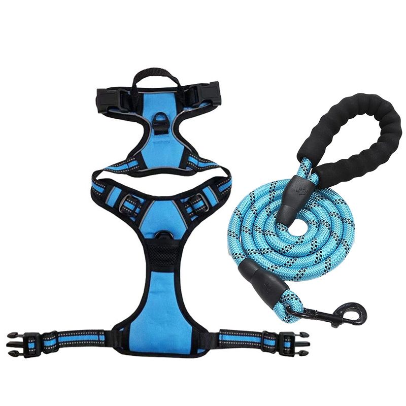 Anti-escape dog harness & leash, soft and comfortable breathable dog vest, reflective in the night, suitable for walking medium and large dogs