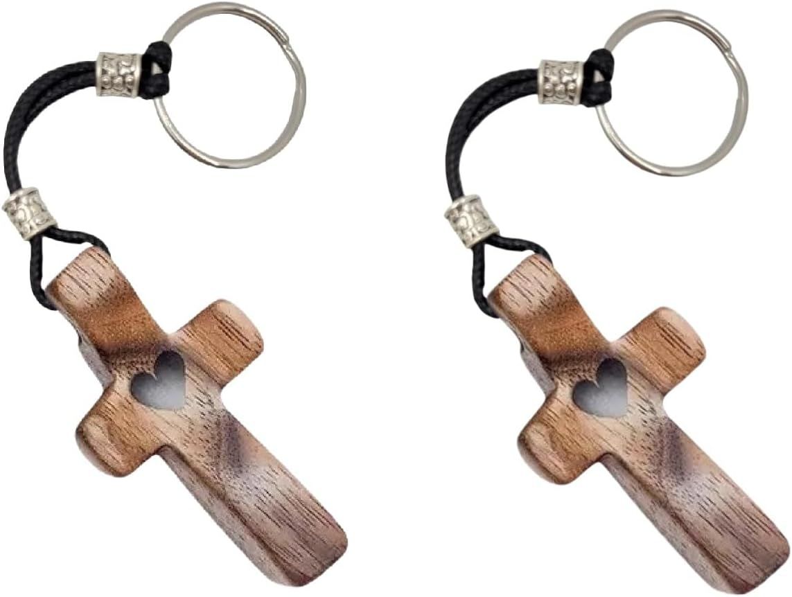 Walnut Wood Cross Keychain, Design Comfort Touch Pocket Size Prayer Worry Coin, Inspirational Christian Keychains Accessories Purse Charms for Men Women โ image 6