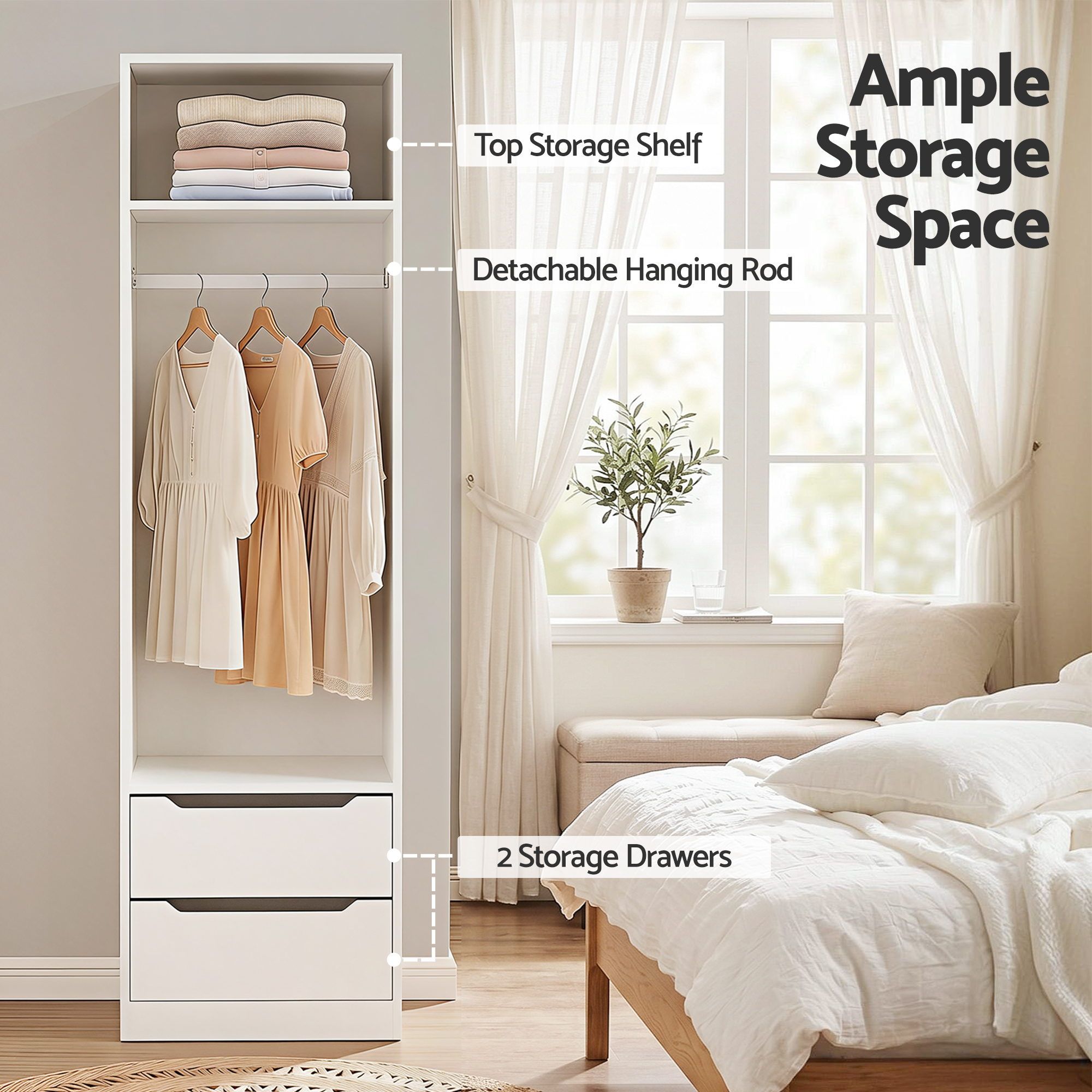 Artiss Wardrobe Clothes Closet Storage Organizer White — image 5