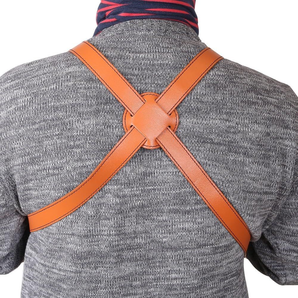 Dual Gun Shoulder Holster, Leather Concealed Gun Pouch with Adjustable Strap for Height Festival Gift Cosplay — image 4