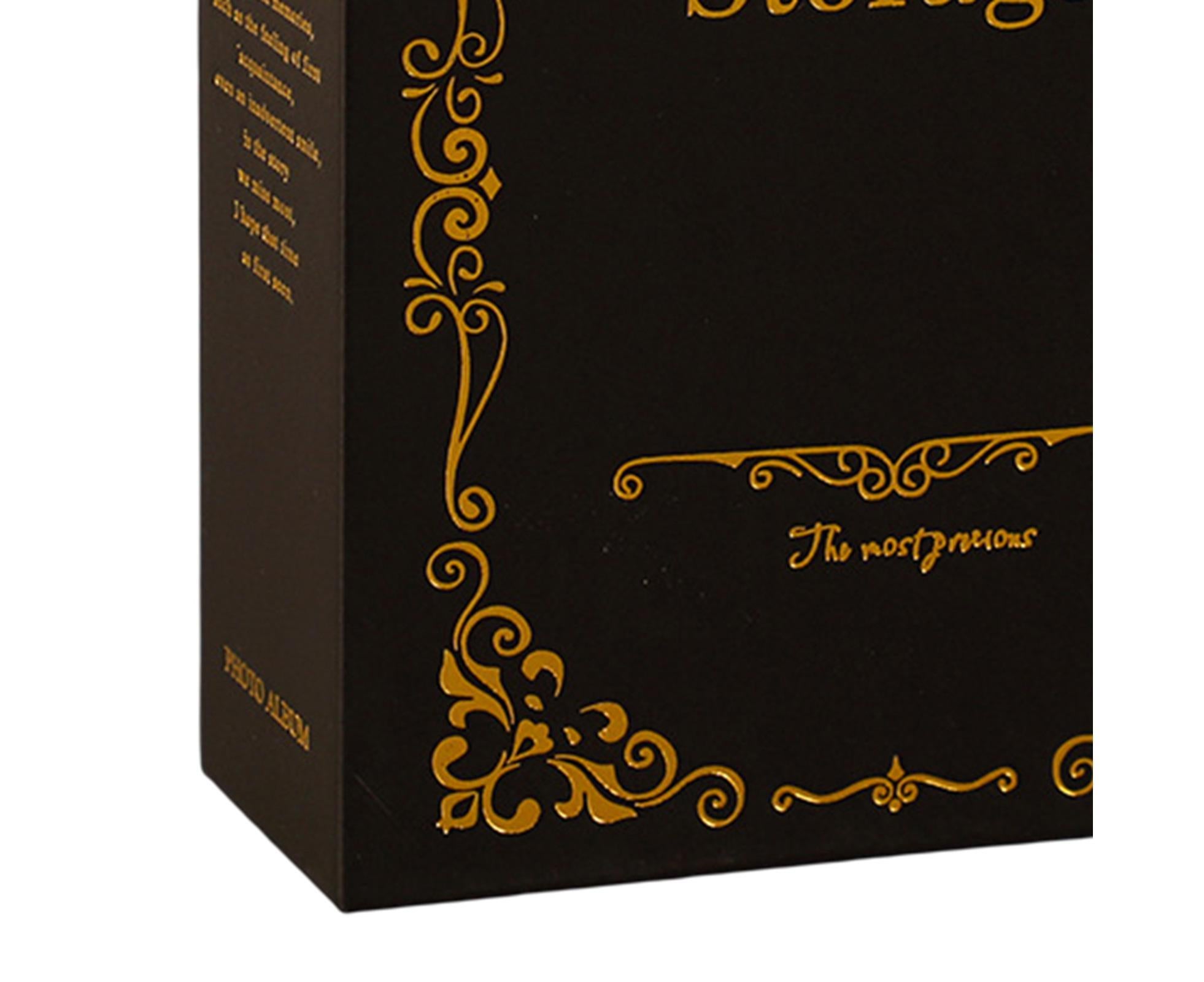 6 Inch Photo Album Bronzing Design Antiging Inserted Type Storing 100 Pockets Family Memory DIY Vintage Picture Album Book Home Supplies - Black — image 5