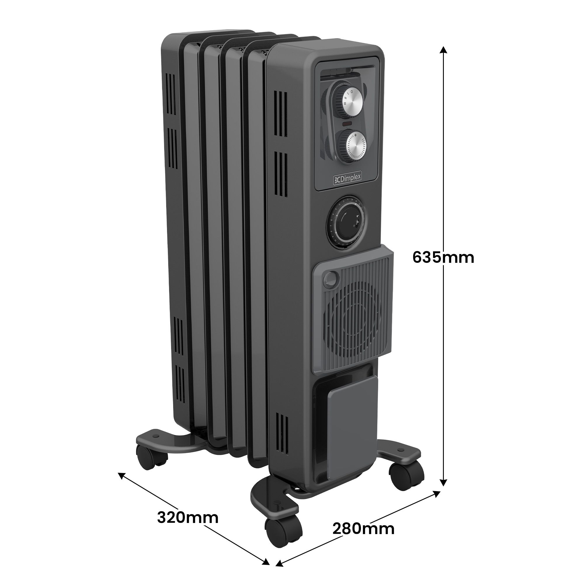 Dimplex 1.5kW Oil Free Column Heater - Portable Electric Radiator w/ Turbo Fan, Thermostat & Timer - Black — image 4