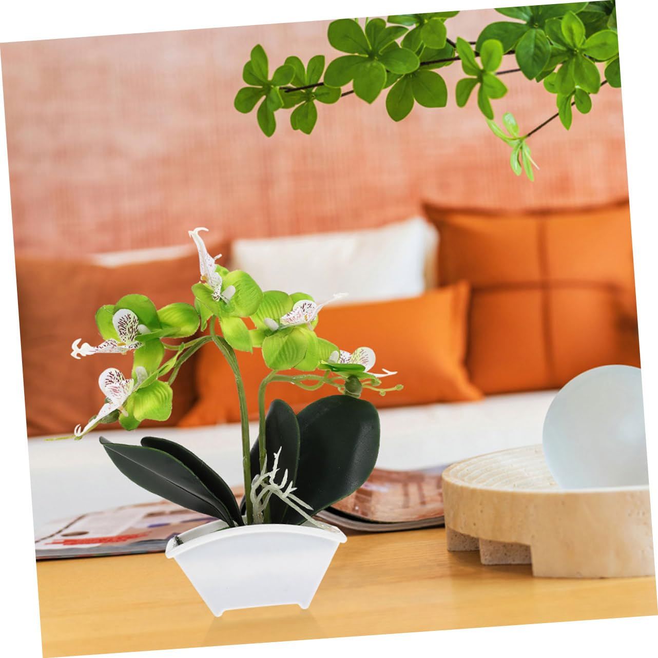 2pcs Simulation Phalaenopsis Lifelike Potted Flower Faux Potted Flower Small Fake Bonsai Ornaments Simulated Potted — image 5