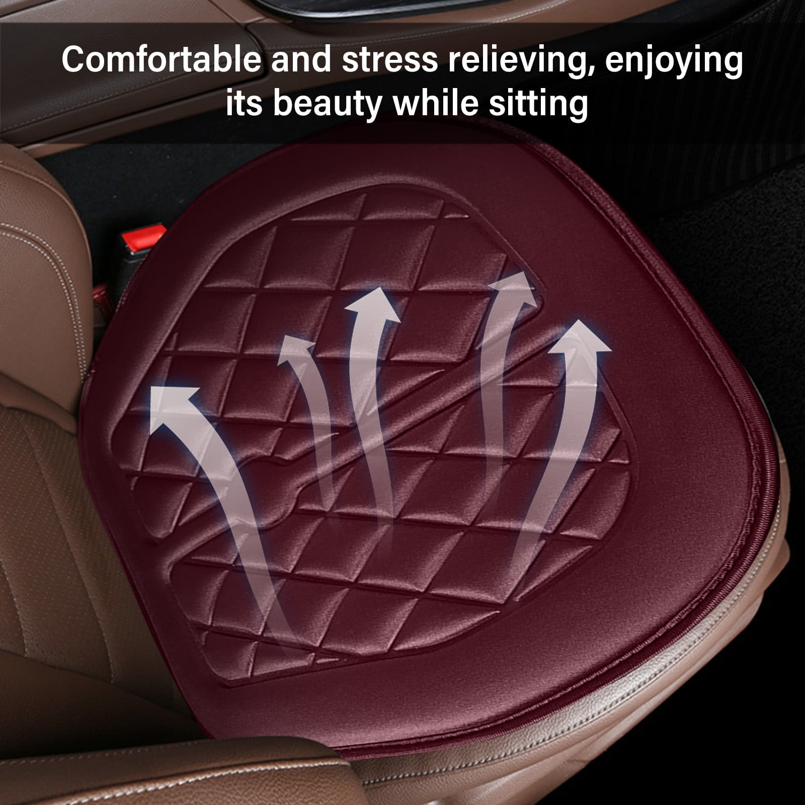 Car Seat Cushion, Driver Seat Cushion with Comfort Memory Foam & Non-Slip Rubber Bottom, Car Seat Pad Works with 95% of Vehicles and Office Chair or Home — image 4