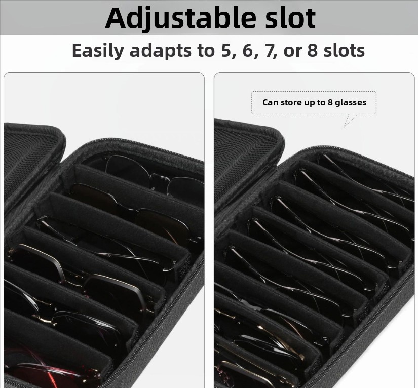 Portable 8-Slot Sunglasses Organiser Case Hard Shell EVA Storage Box Large Capacity Display Holder with Handle Black โ image 5