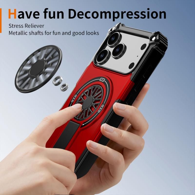 Armor Heavy Duty Magnetic Rotating Ring Kickstand Phone Case For iPhone 17 Plus, Anti-Drop Protective Cover In Red โ image 6