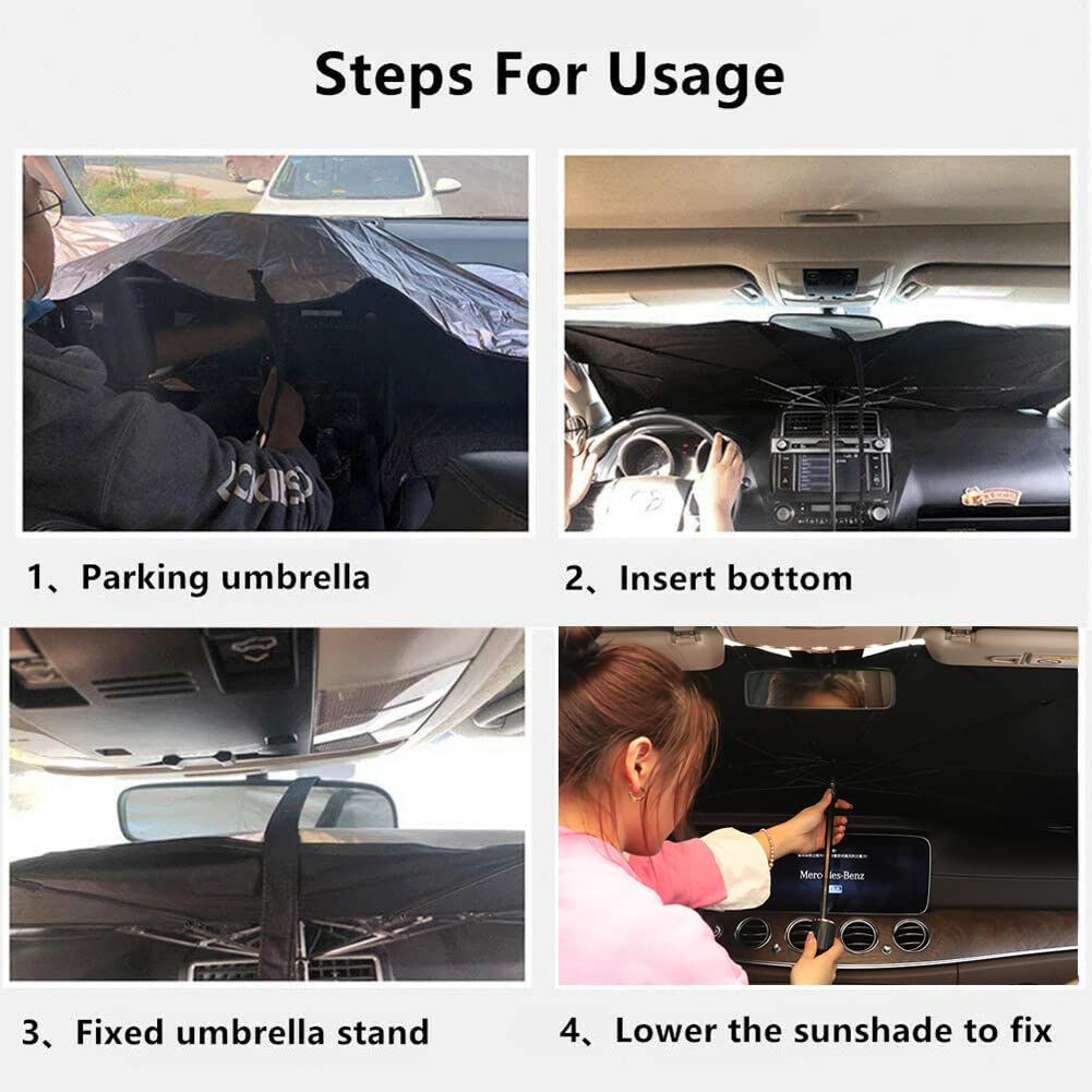 Upgraded Car Windshield Sun Shade Umbrella car Shade Front Windshield Cover Sun Visor Foldable Automotive (Large, 55''X31'') — image 5