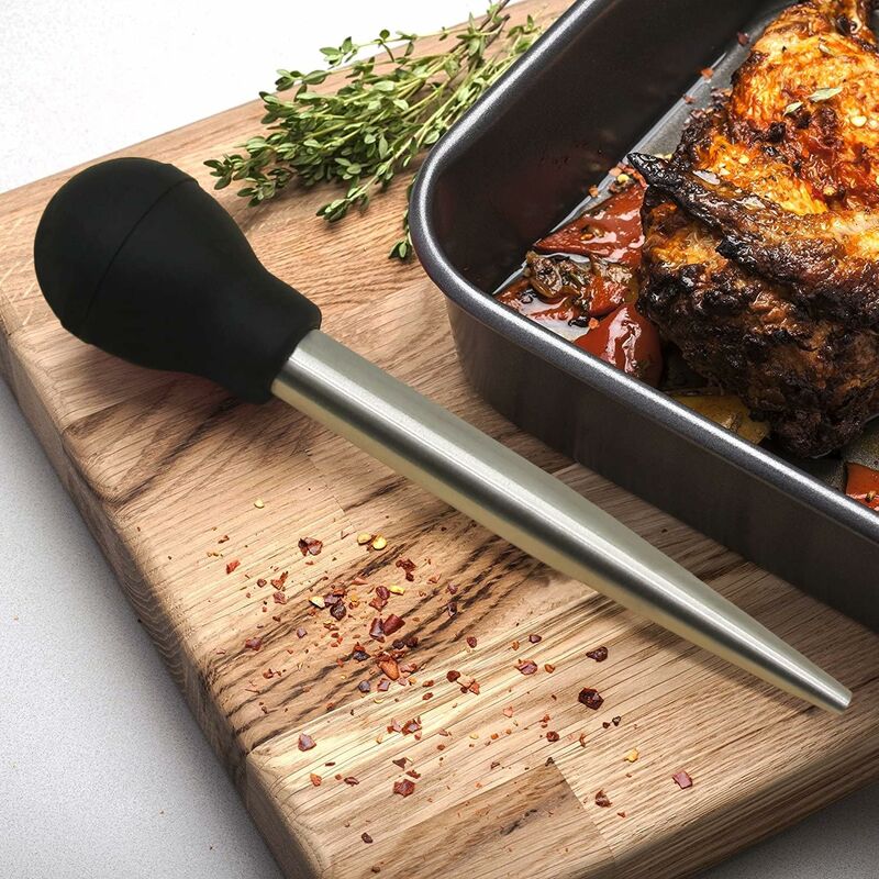 Stainless Steel And Food Grade Rubber Baster With Marinade Injector And Brush For Easy Cleaning — image 2